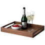 Continenta Bandeja para Servir 49x35x6,3 cm, Madera de Nogal Aceitada, Borde Alto y Asas Grandes para Transporte Seguro